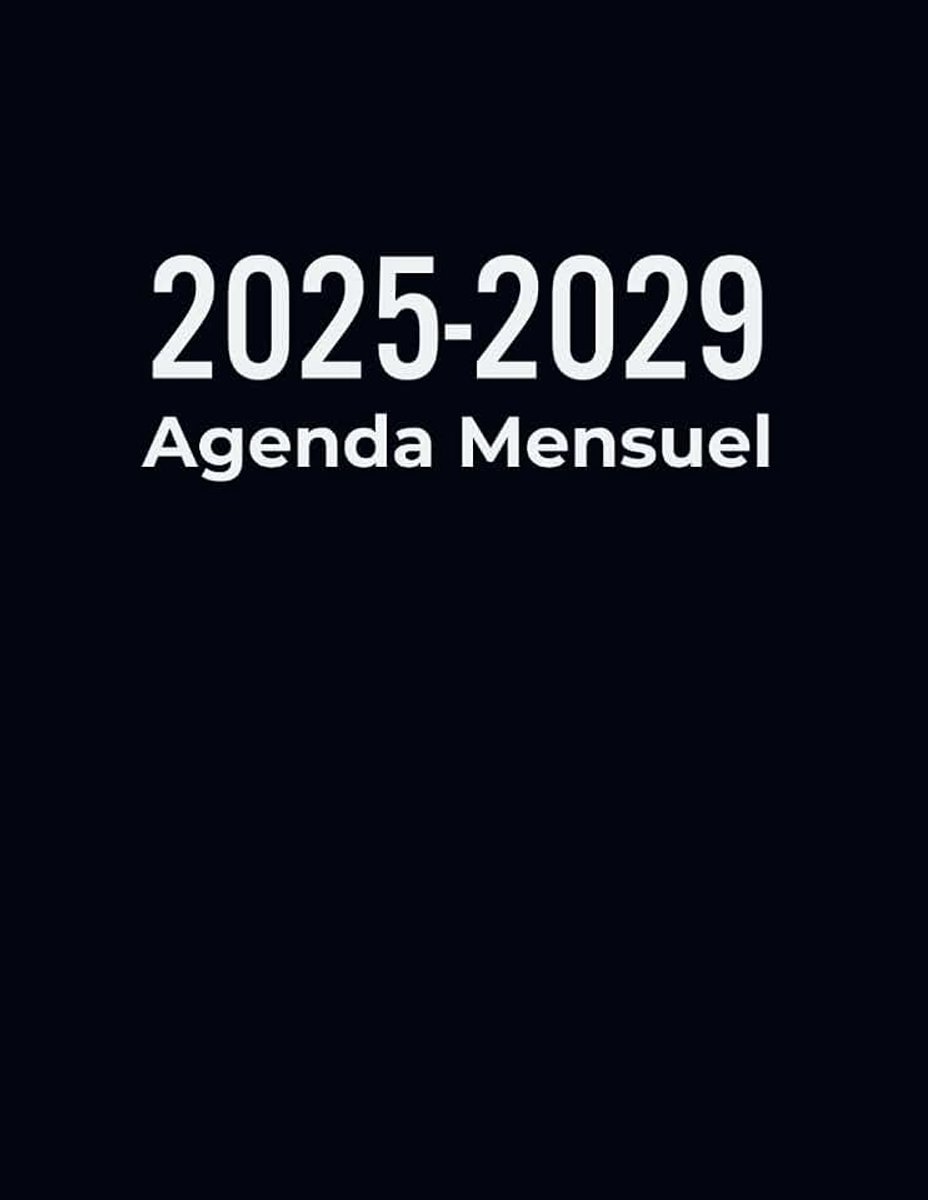Planificateur Mensuel 60 Mois, Du 1 janvier 2025 jusqu'a le 31 Décember 2029, 1 Mois sur 2 Pages, Format a4.