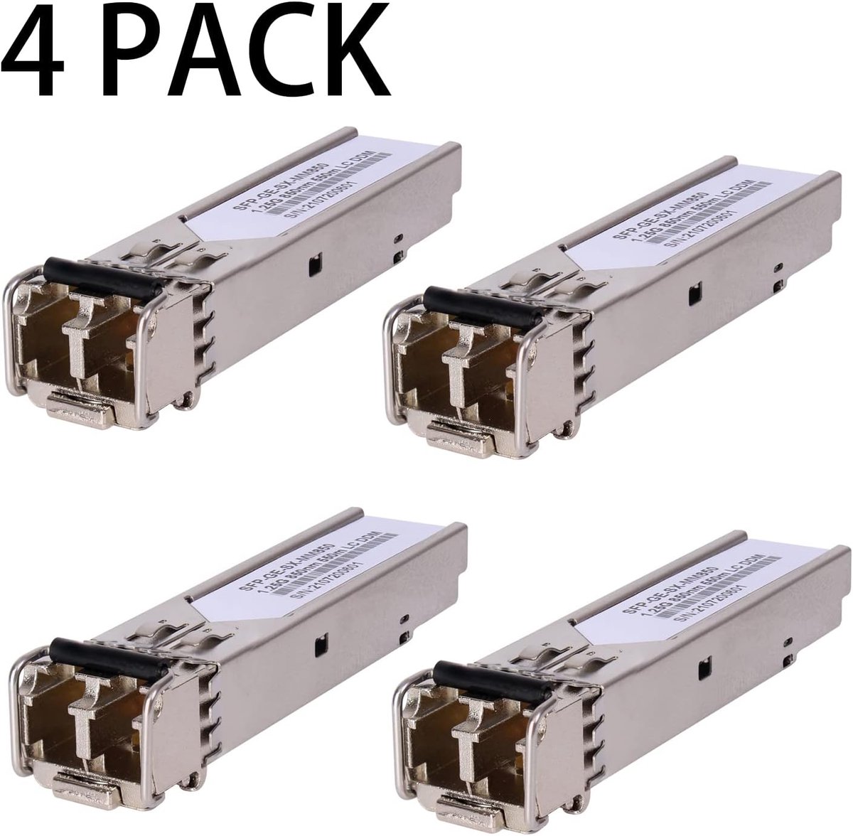 4 stuks 1.25G 850nm Multimode SFP LC Transceiver Glasvezel Module 550 Meter 1000Base-SX LC MMF voor Cisco GLC-SX-MMD/SX-MM/SFP-GE-S, Fortinet, Ubiquiti UniFi UF-MM-1G, S- Meraki MA-SFP-1GB-SX