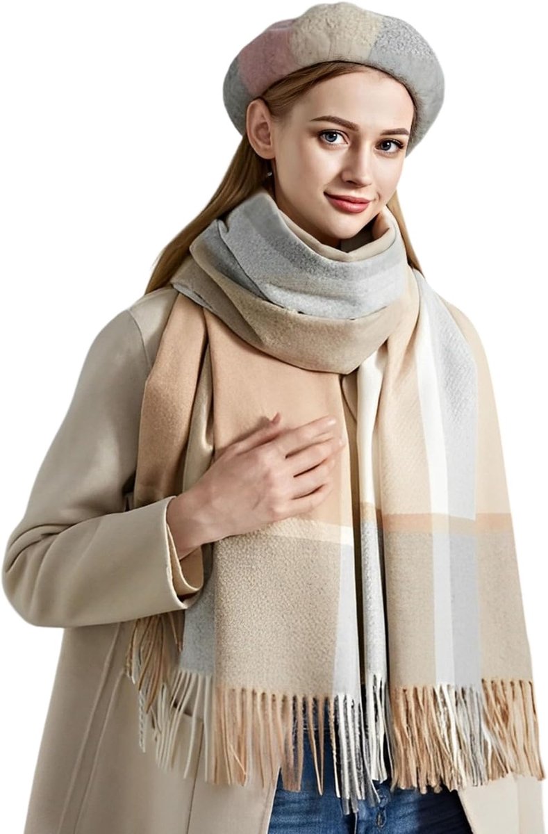 Tartan Sjaal, Dames Winter Sjaal Warm Vierkante Plafondsjaal Klassiek Slabbetje met Kwast, Shawl Cape Stola, Herfstsjaal, Winter Warme Dikke Plaid Deken Sjaals voor Vrouwen