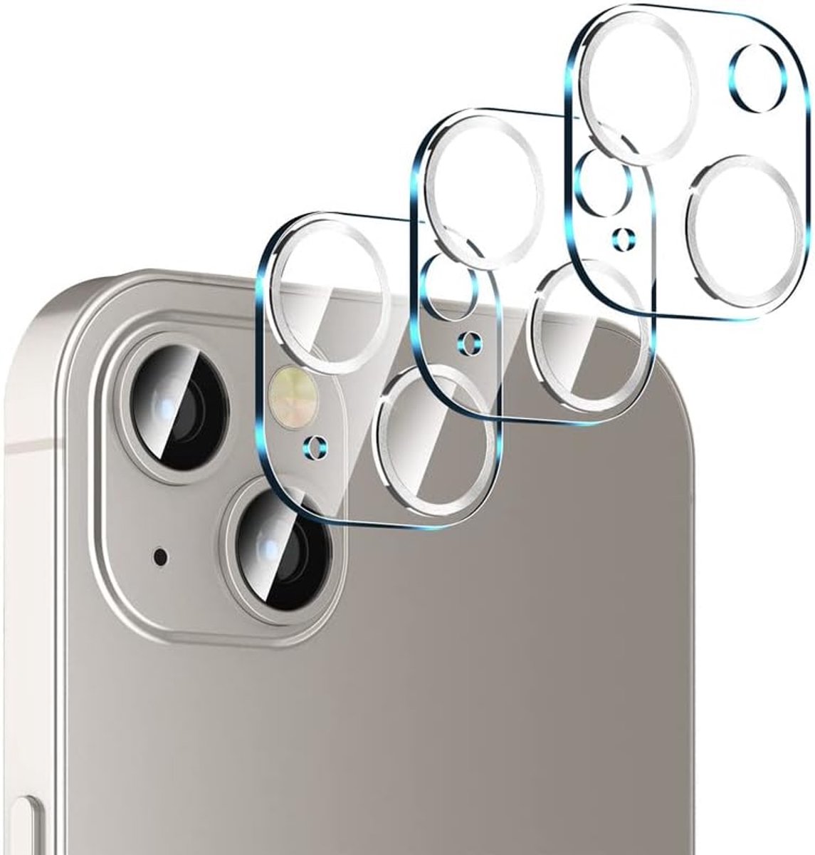 [Set van 3 cameralensbeschermers, compatibel met iPhone 13/13 Mini, gehard glas, hoescompatibel] [krasbestendig] [eenvoudige installatie] - lens