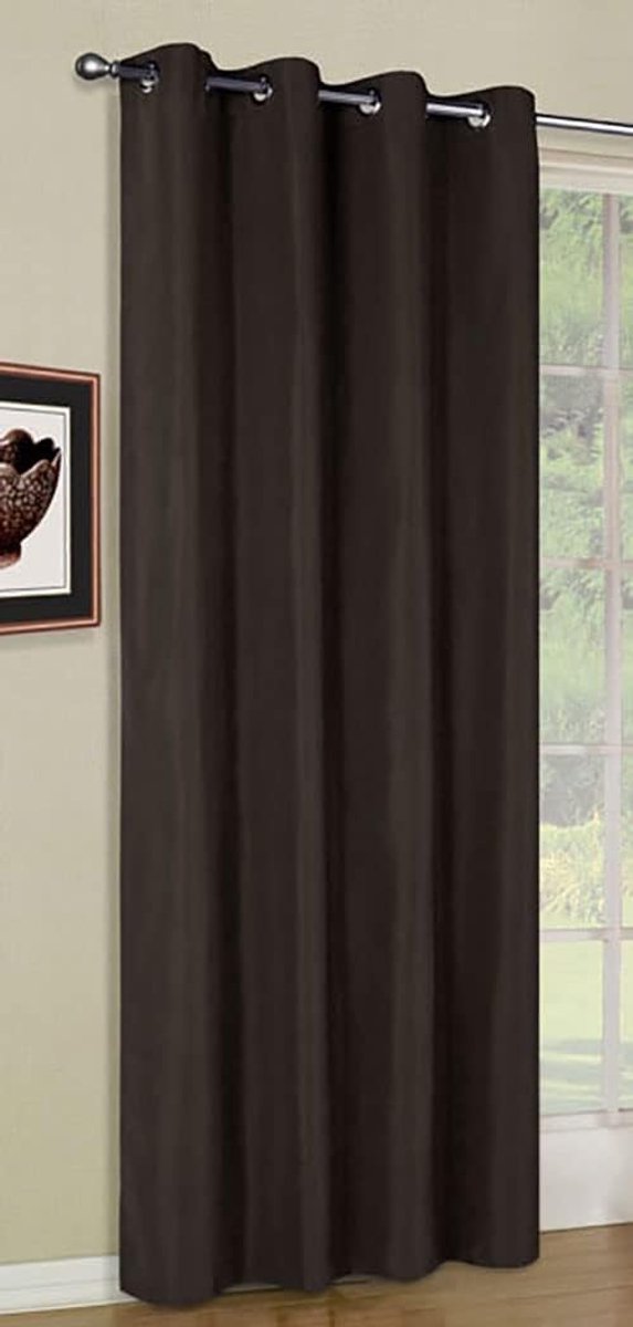 Gordijn ondoorzichtig sjaal oogjes lichtdoorlatend gordijn microsatijn weefsel 145x140 Brown 20405