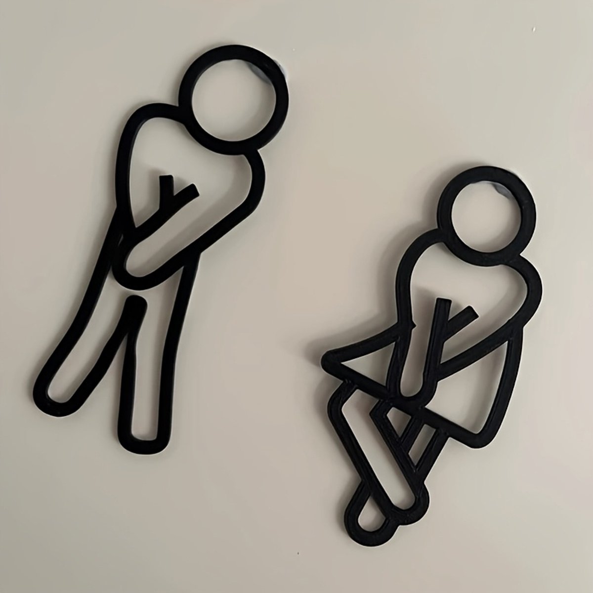 Grappige WC Deur Sticker Man Vrouw Silhouet - 12cm Zwarte Badkamer Muurdecoratie voor Toilet, Restaurant, Cafe en Hotel