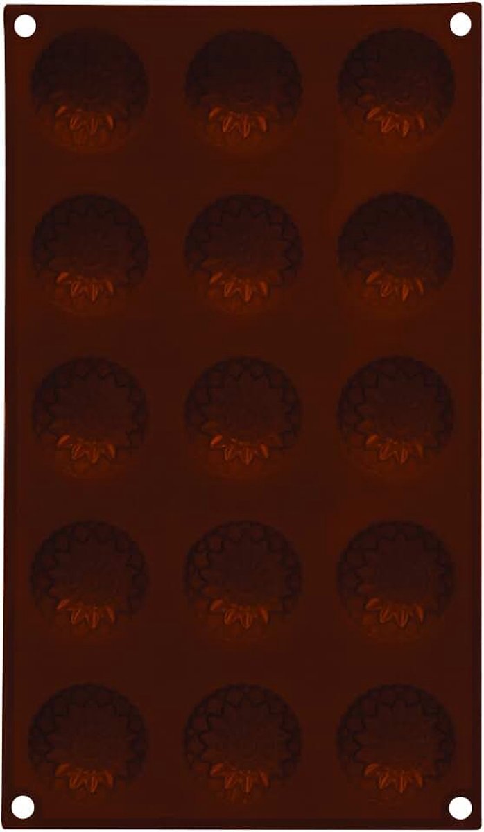 Premier Housewares Siliconen chocoladevormen in zonnebloemvorm, anti-aanbakeffect, 15-delige set, bruin, 17x30x2