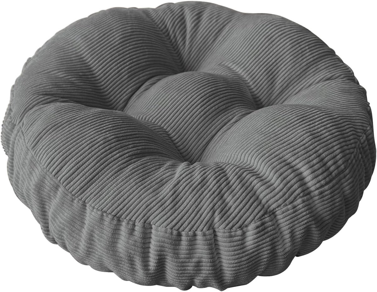 Rond, 65x65cm, vloerkussen, stoelkussen, outdoor, wasbaar, grijs