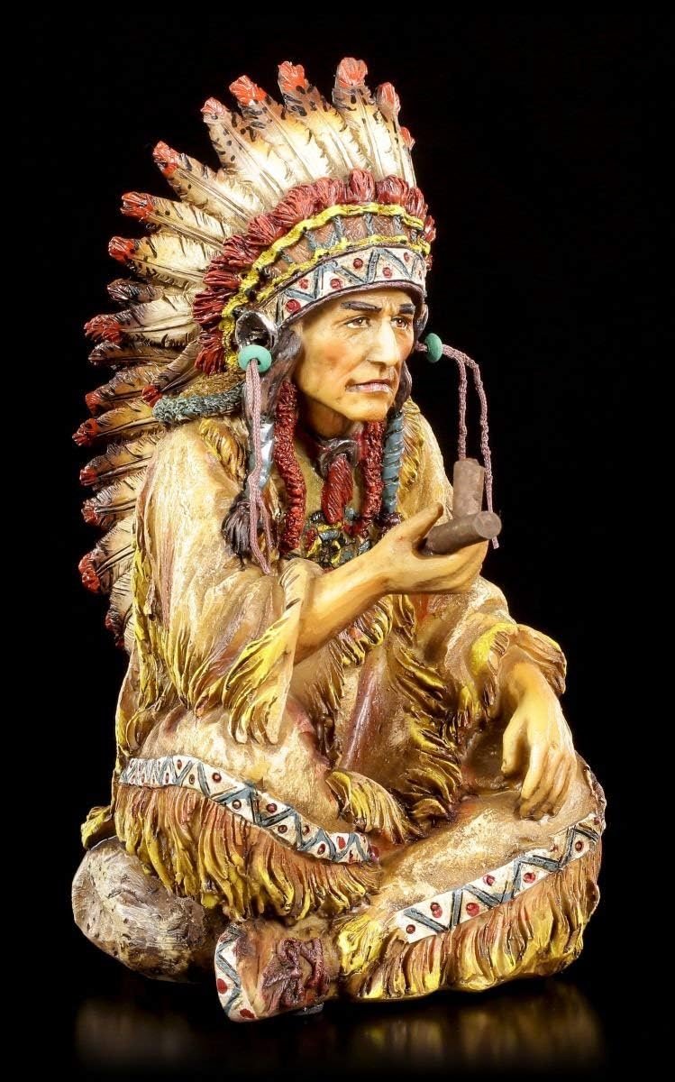 Shop Indianen hoofdhoofd met vredefluit, western decoratief beeldje