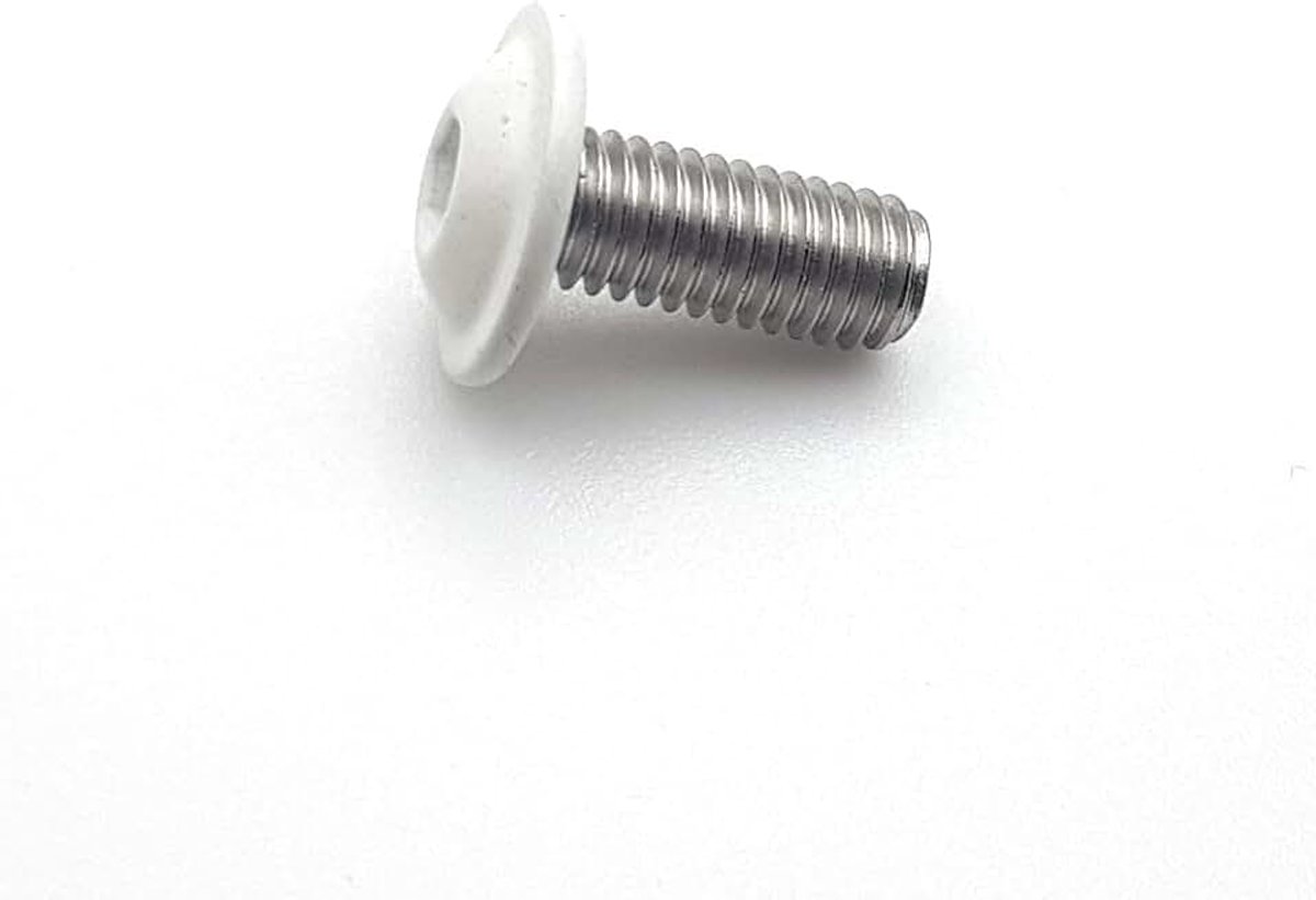 Schroeven M5x12 mm RAL 9010 zuiver wit lenskop binnenzeskant met sokkel roestvrij staal A2 50 stuks