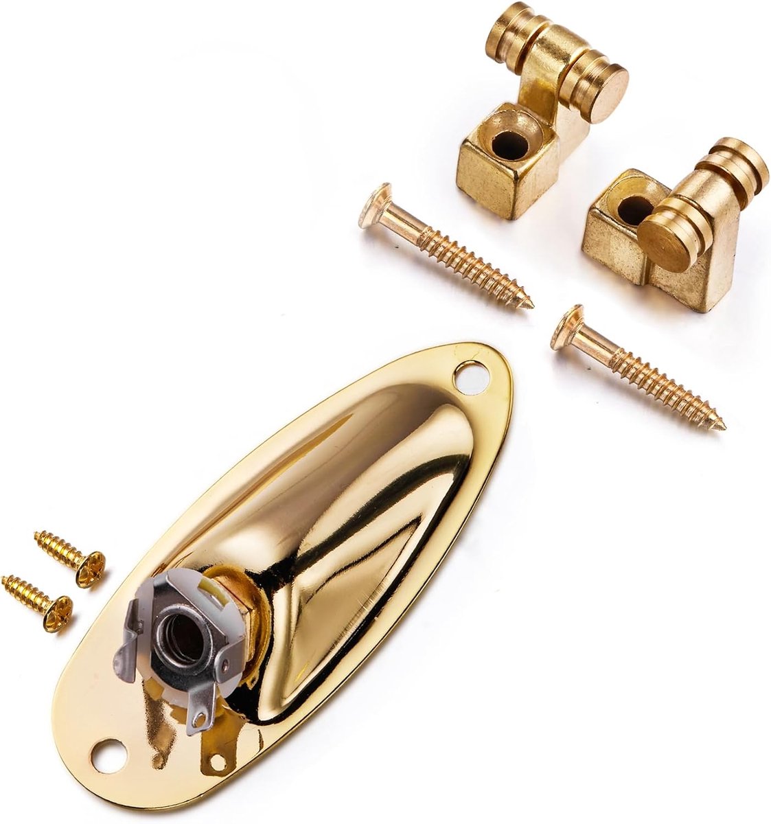 Gitaar snaar roller houder, bootvormige audio kabel jack met bevestigingsschroeven goud