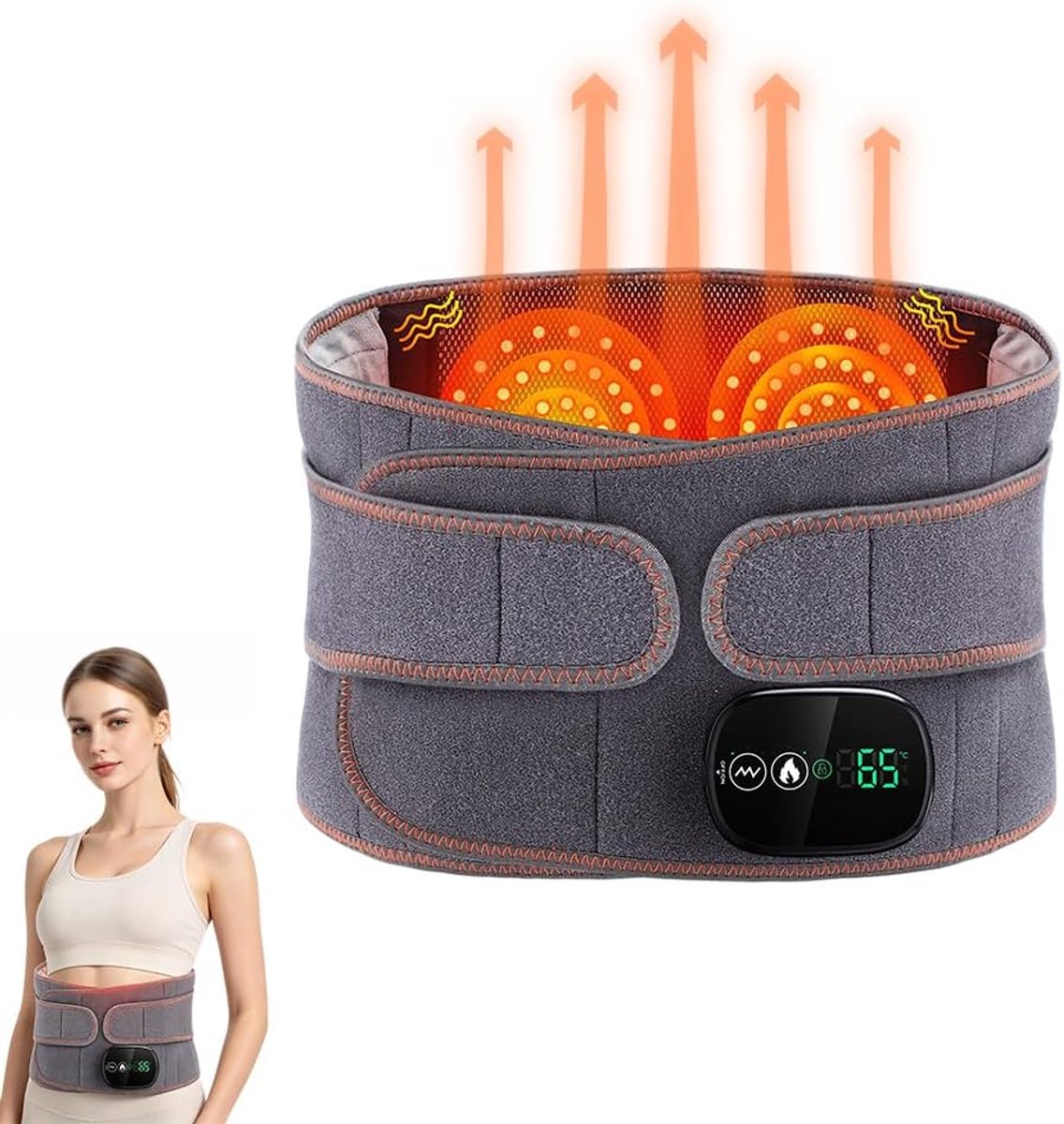 Warmtegordel voor rug, verwarmingstriem, draadloos, met 5000 mAh accu en massage, rugwarmer voor lendenontspanning, verwarmingskussen met automatische uitschakeling, elektrische massagegordel