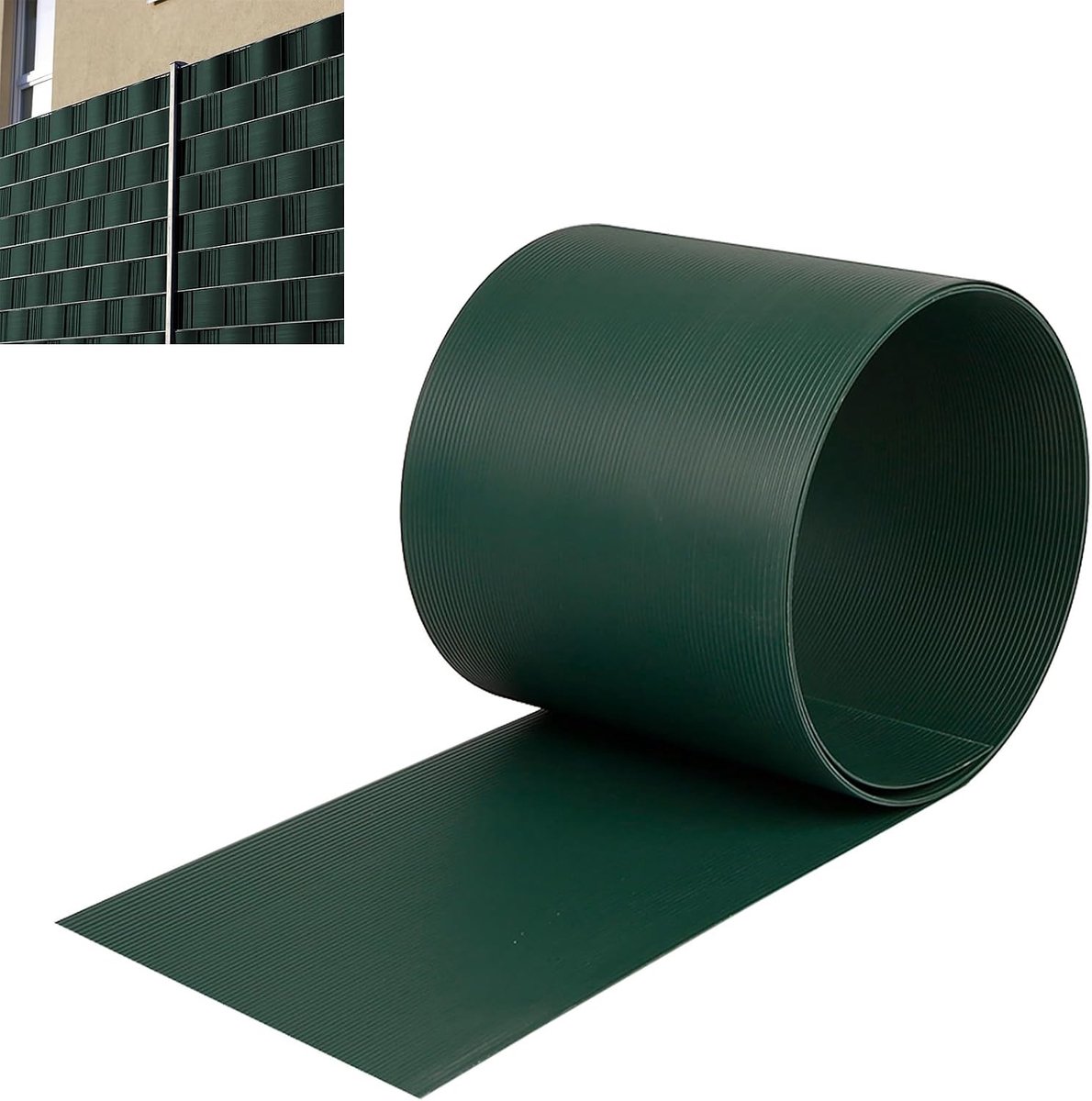 10 stuks harde pvc-zichtwerende strips, inkijkbescherming, windscherm, tuin, dubbelstaafmathek, voor tuinhek, balkon, 2,5 m x 19 cm (groen)