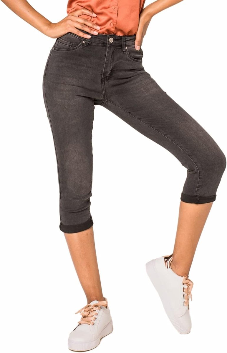 Jeansbroek voor dames, high waist, used-look, wash-effect