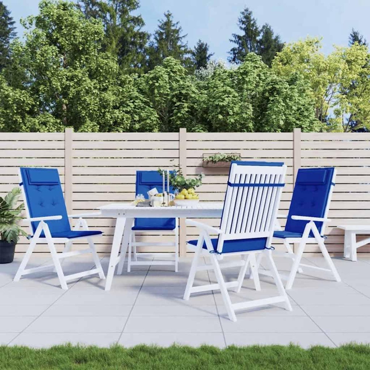 Zitkussens met hoge rugleuning, 6 stuks, koningsblauw, Oxford-weefsel, outdoor zitkussens voor tuinmeubelen met zachte bekleding en waterafstotend materiaal voor optimaal zitcomfort