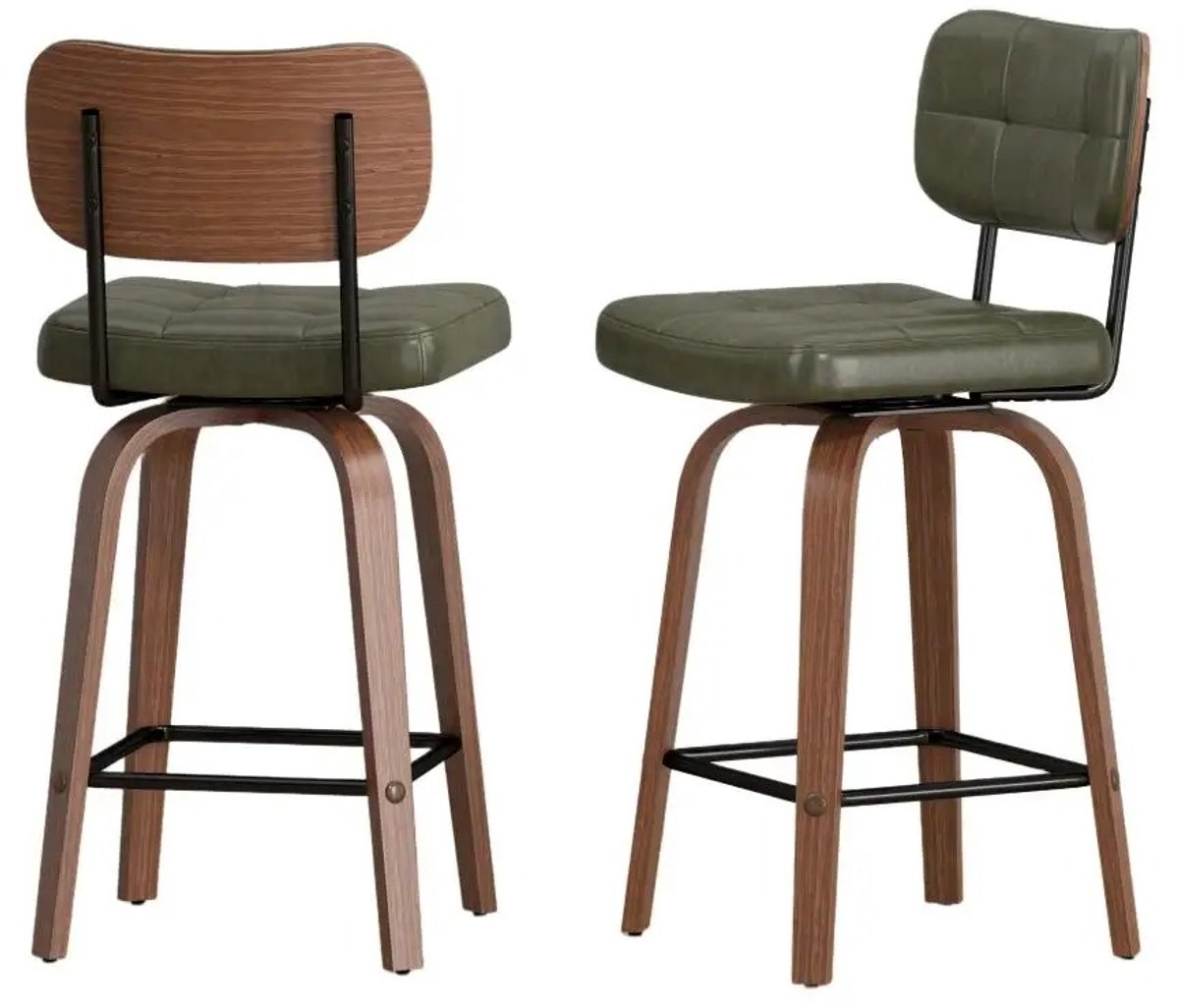 Bresht Scandinavische Eetkamerstoel - 2 stuks - Ergonomische Rugleuning - Antislipbescherming - Max. 120 kg - 49 × 44 × 94 cm