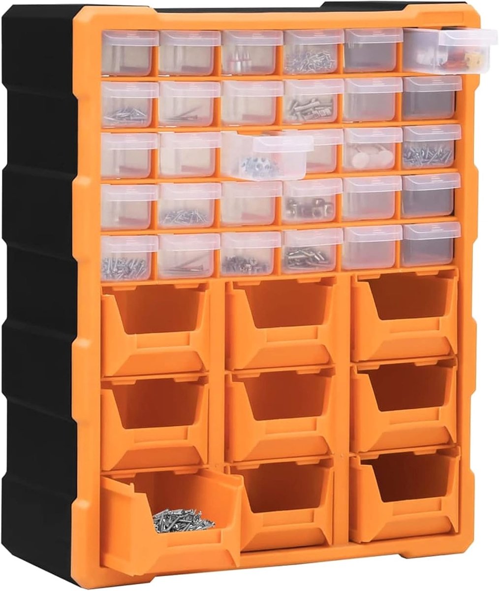 Multi-laden Organizer sorteerdoos, assortimentsdoos, assortimentskoffer, assortimentsbox kleine onderdelen magazijn met 39 schuifladen 38x16x47 cm