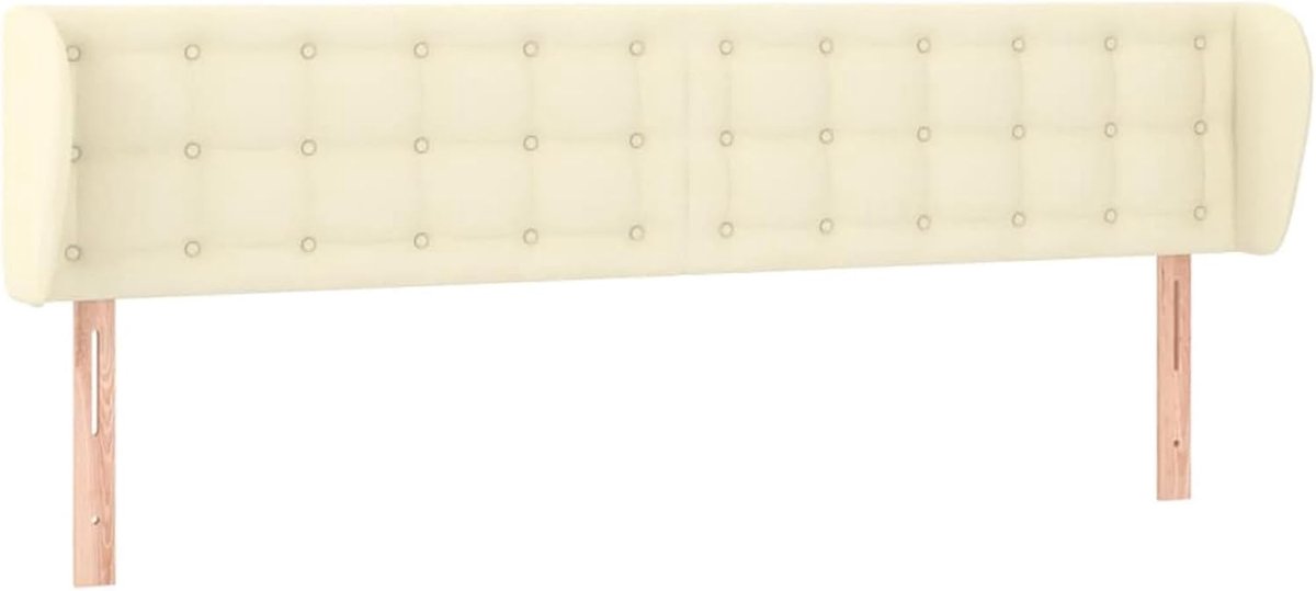 Hoofdeinde met oren, crème, 203 x 23 x 78/88 cm, kunstleer, voor bedden zonder hoofdeinde, ideaal voor slaapkamer en moderne woonkamers, eenvoudige montage, gemakkelijk te reinigen en