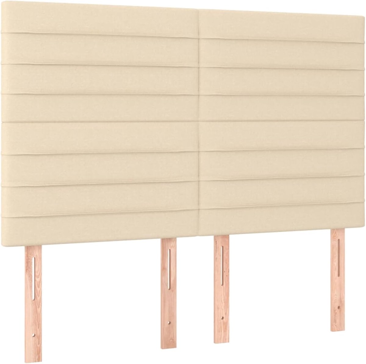 Hoofdbord crème, 144 x 5 x 118/128 cm, stof, voor bedden zonder hoofdeinde, ideaal voor slaapkamer en moderne woonkamers, eenvoudige montage, gemakkelijk te reinigen en rugvriendelijk zitten