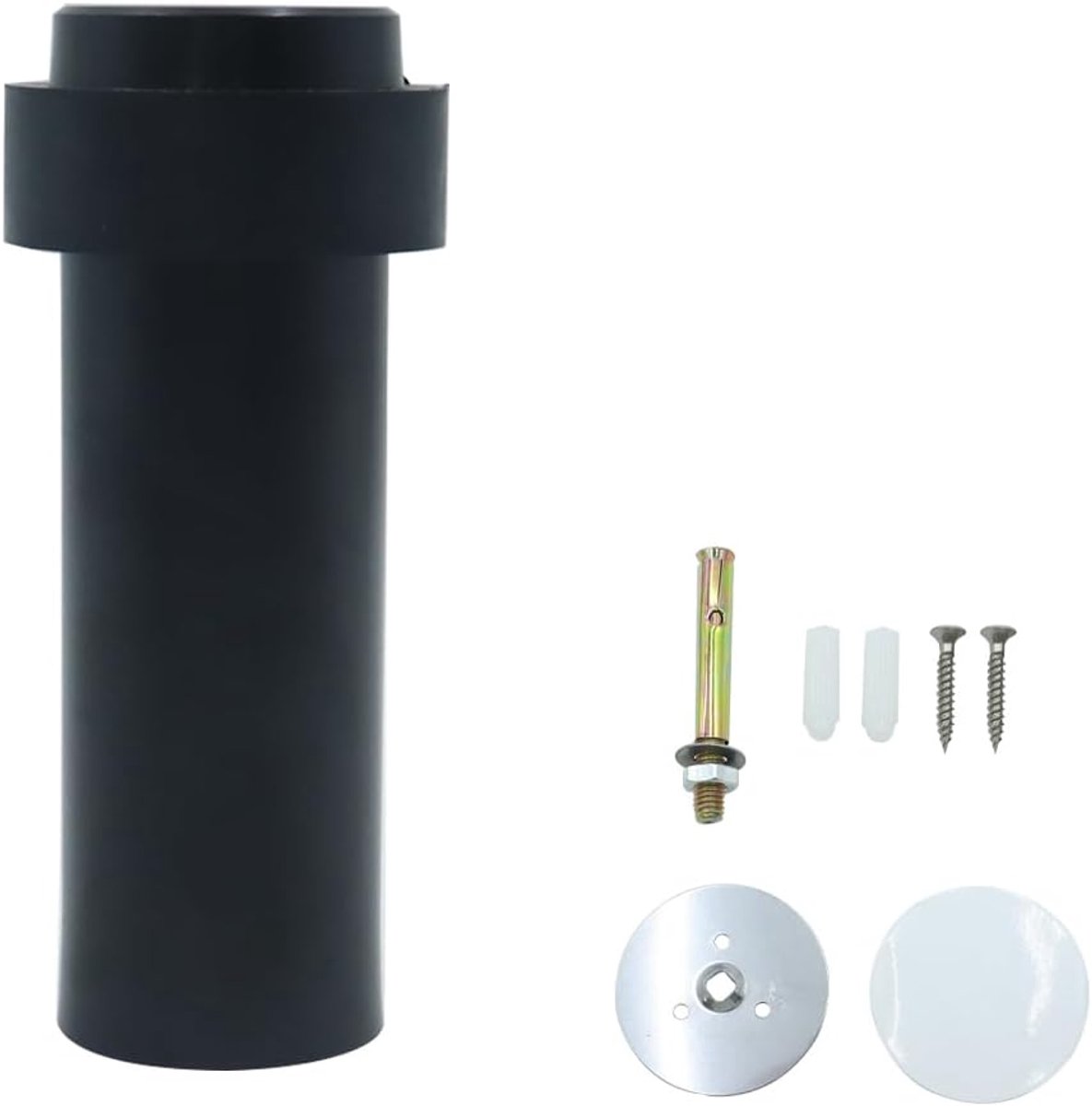 Cilindrische deurstopper met rubberen buffers, 100mm hoogte
