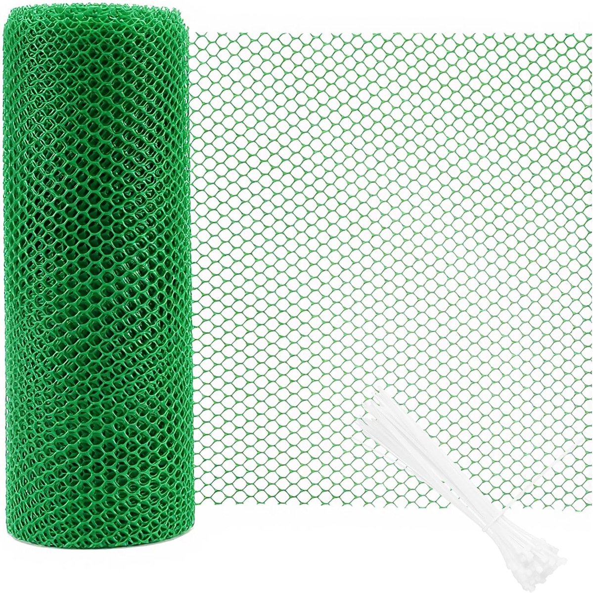 Hek, groen, 40 cm x 10 m, kunststof vlechtwerk, tuinhek, kunststof gevogeltehek, zeshoekig vlechtwerk, omheining voor tuin, handwerk