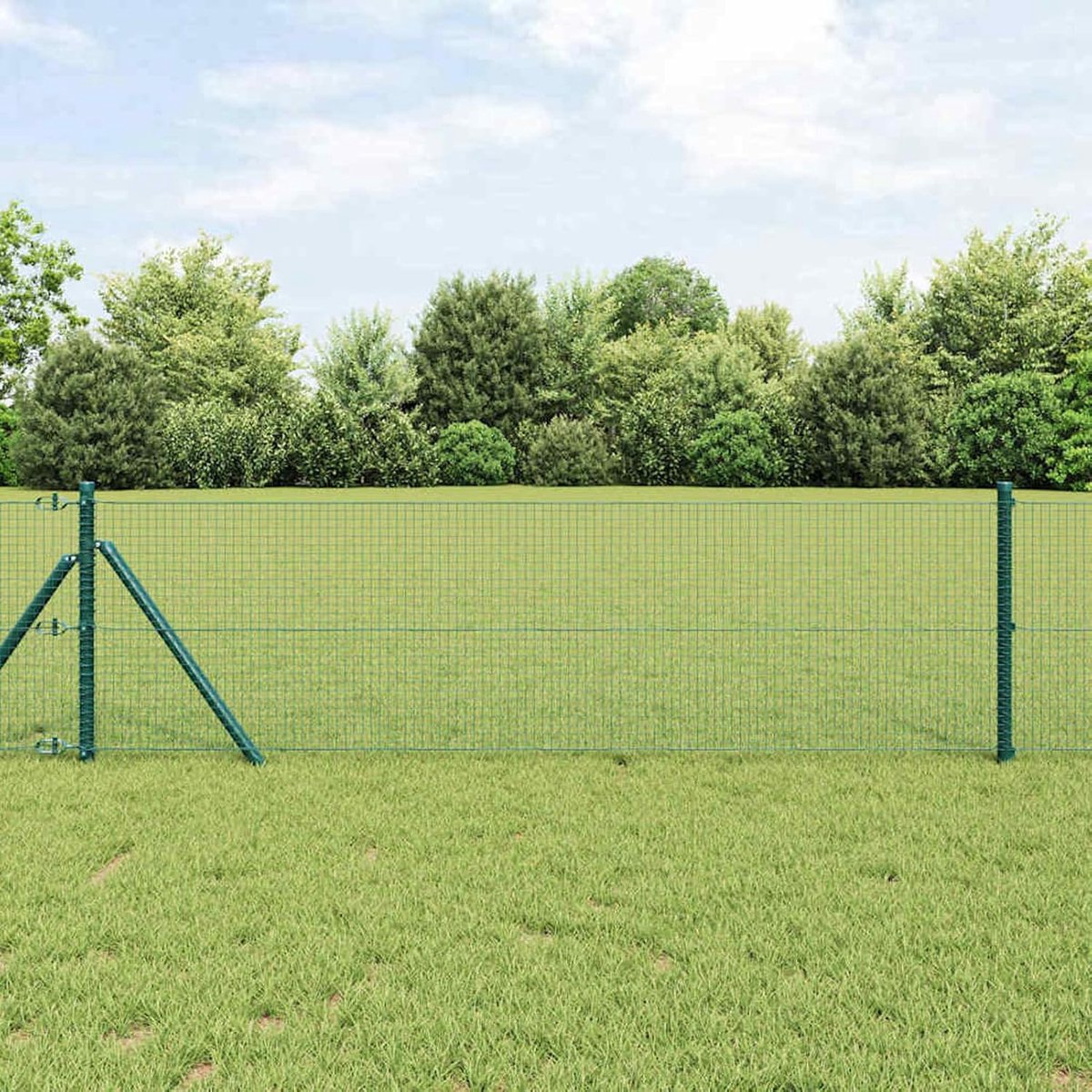 Tuinhek, 2-delige set met pvc-coating, 25 x 0,5 m, tuinhek, draadomheining voor hekken, groentebedden, kippenhokken, weideperstuk