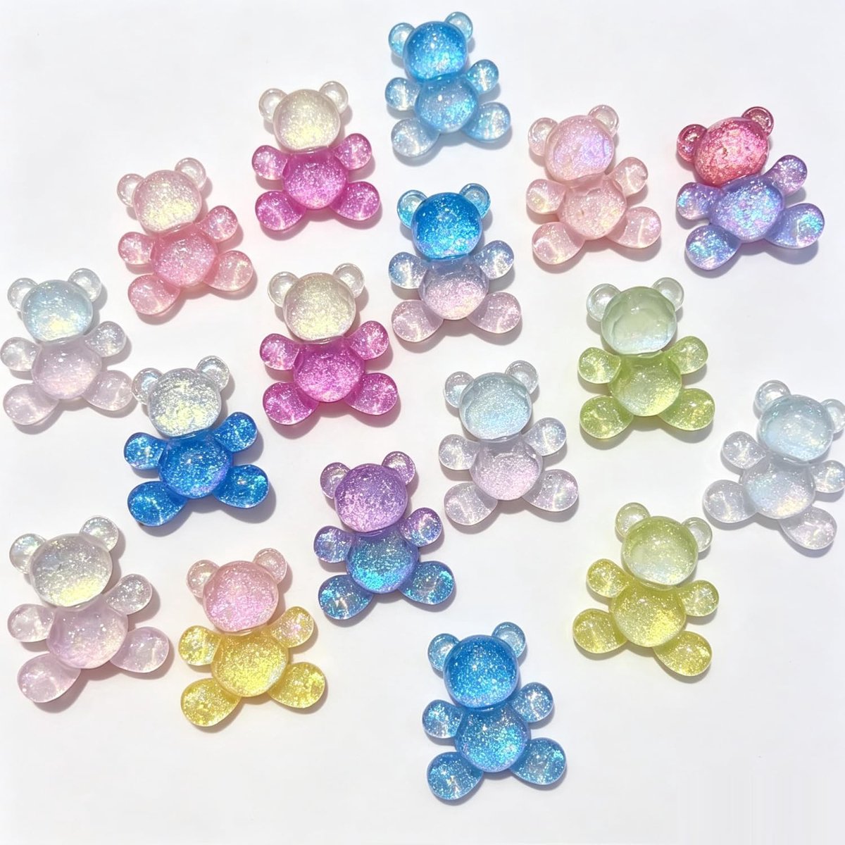 15 Stks Beer Beeldje Ornamenten Glitter Crystal Bearfigurine Glow in Dark DIY Craft Accessoires Hars Beren Decoratie 25x23mm (Beer)