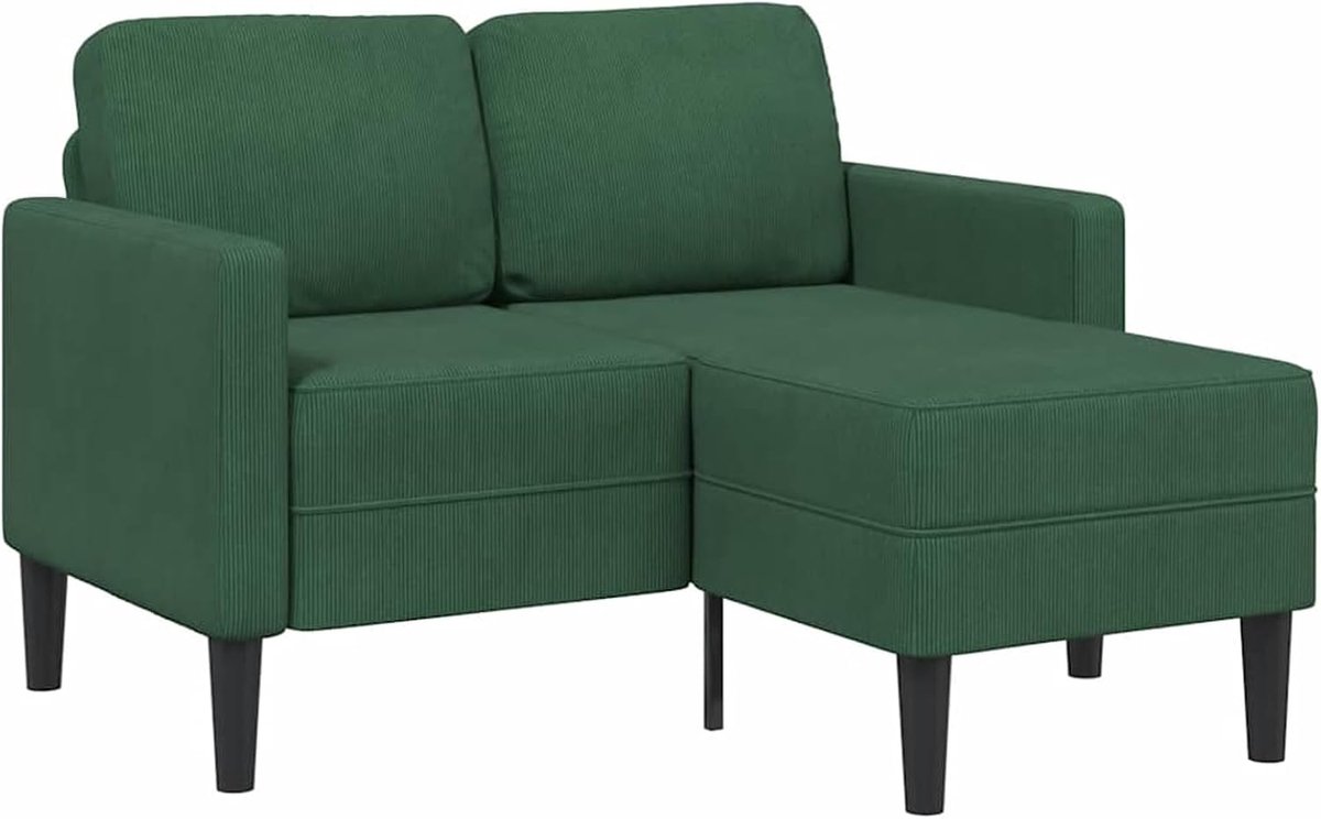 2-delige sofa met chaise longue, L-vorm, donkergroen, 125 cm, linnen, woonkamer, gestoffeerde bank voor kleine ruimtes, kantoor, logeerkamer, slaapkamer, 4107081