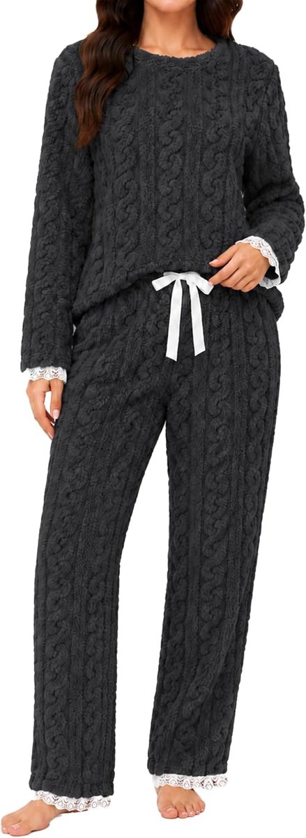 Pyjama sets fleece 2 stuks pullover broek sets nachtkleding
