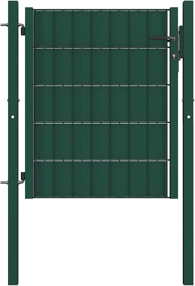 Groen 100 x 100 cm van stalen frame met PVC-folie, verstelbaar 97-102 cm - incl. 2 palen & 3 sleutels