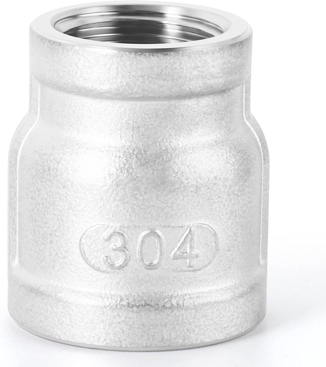 1 Stuks 1-1/2" x 1-1/4" BSP vrouwelijke reductiekoppeling, 304 roestvrijstalen buisleidingen,