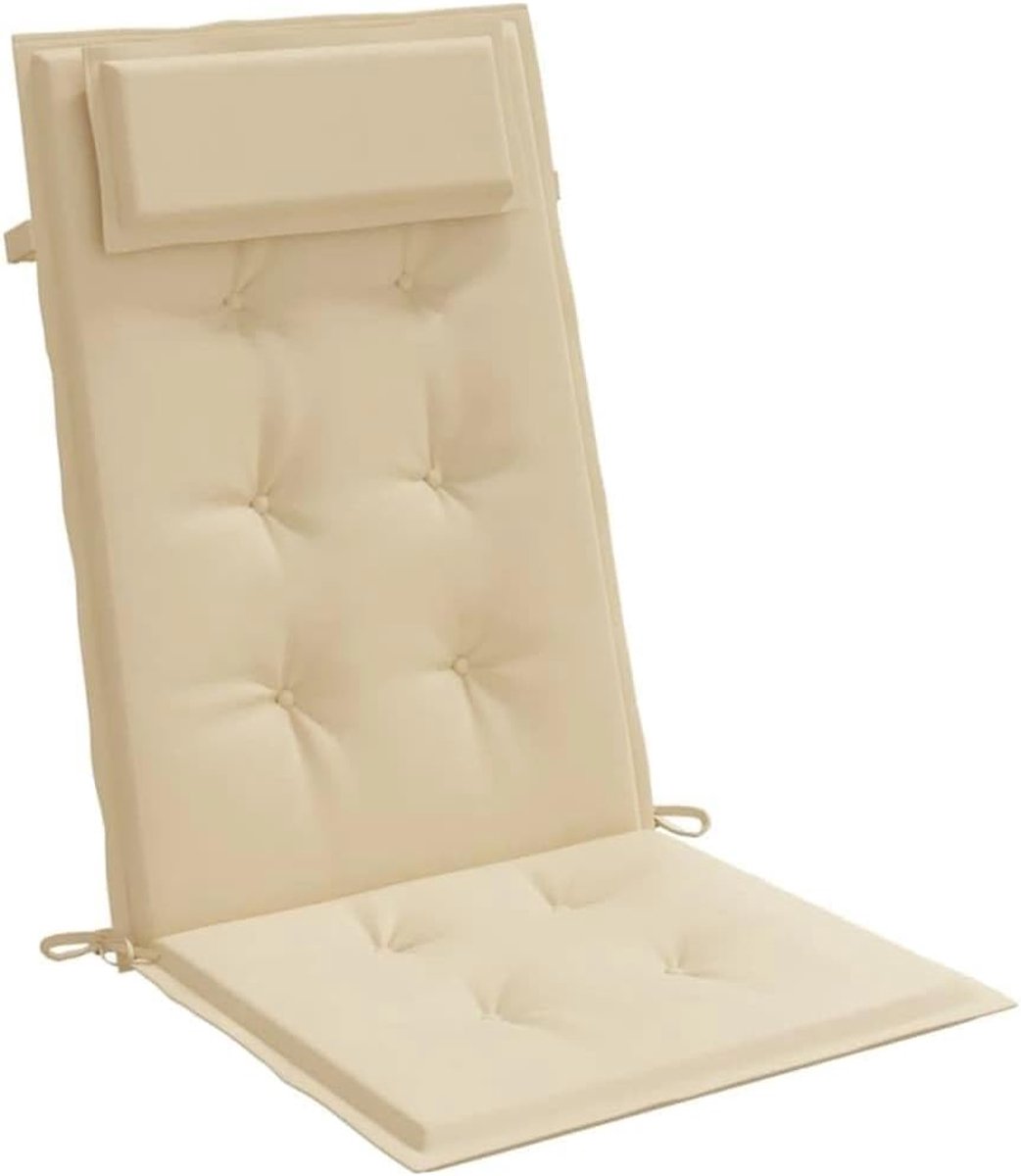 Kussens met hoge rugleuning, 2 stuks, beige Oxford-stof, zitkussen voor tuinstoelen met zachte schuimvulling, waterafstotend en kreukbestendig, veelzijdig inzetbaar