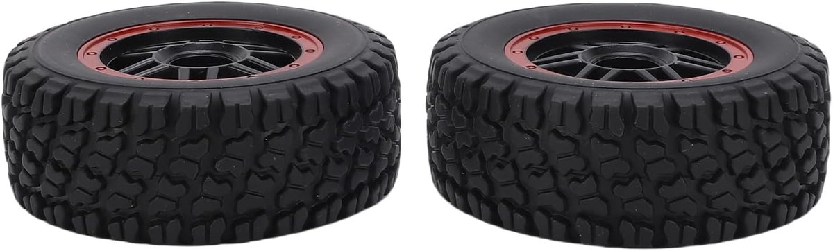 RC-banden met Hoge Grip, 2 Stuks Rubberen Bandenset Compatibel met 1/14, 1/16 Schaal RC Auto's Vervanging voor MJX HBX, Gemaakt van Premium Rubber, Eenvoudig Te Installeren,