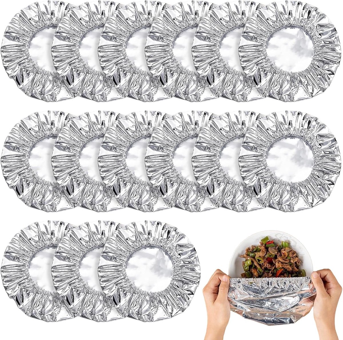 50 stuks aluminiumfolieafdekkingen, herbruikbare vershoudfolie