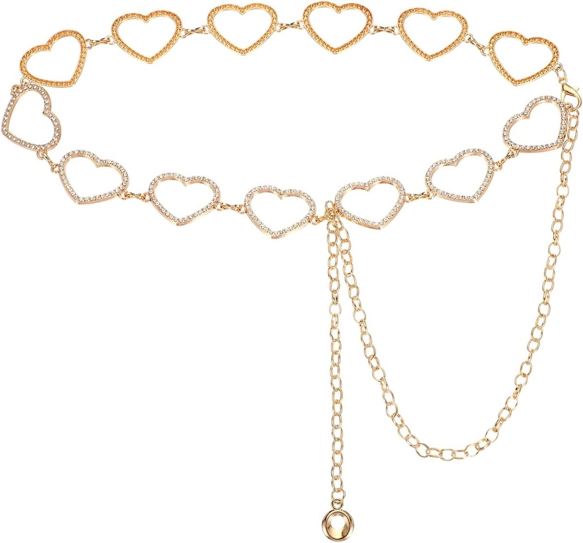 Stijlvolle Western Concho Riem voor Dames, Perfect voor Muziekfestivals en Country Concerten, Gouden Accenten en Hartdesign