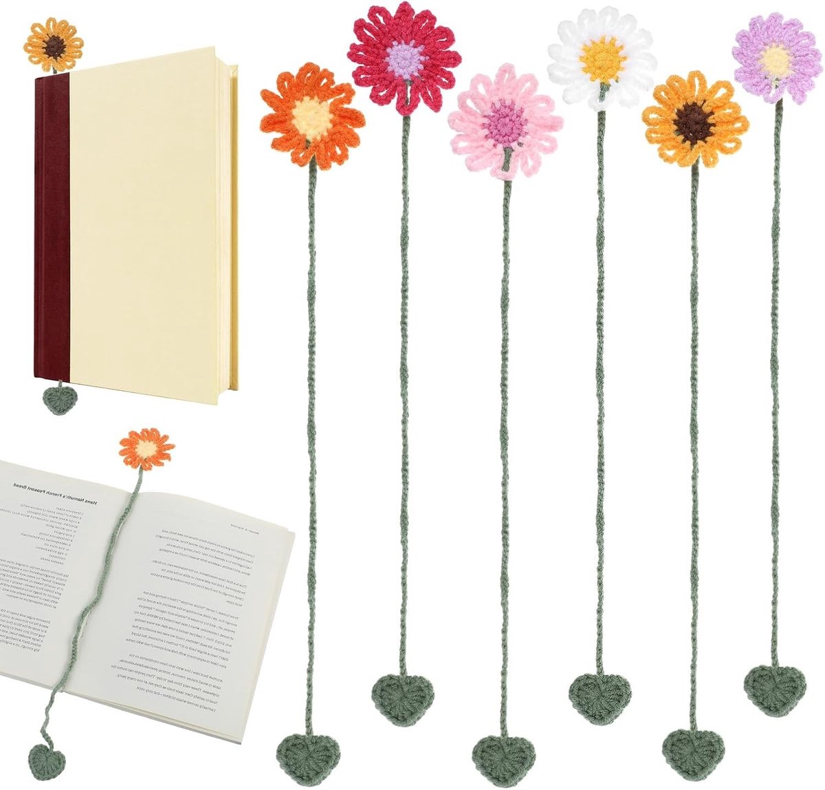 Handgemaakte Haakwerk Boekenleggers in 6 Stijlen - Perfecte Leestools voor Boekenliefhebbers en Docenten, Lezen Accessoires, Unieke Cadeaus