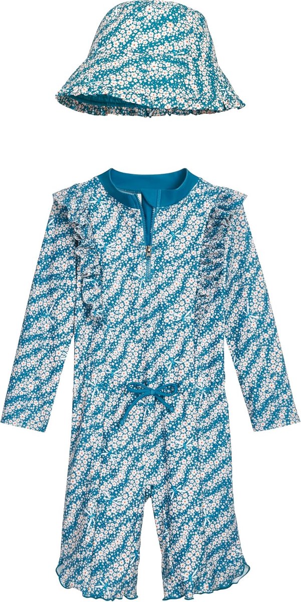 Eendelig badpak met lange mouwen en zonnehoed met uv-bescherming 50+ zonbescherming, badkleding