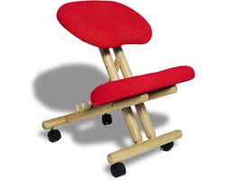 Cinius Ergonomische natuurstoel met rood zitvlak
