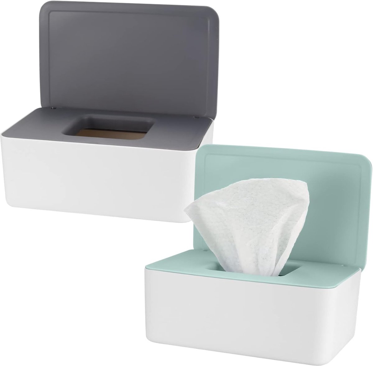 Doos Voor Vochtige Doekjes,Toiletpapierdoos,Tissue-Dispenser (grijs, groen)