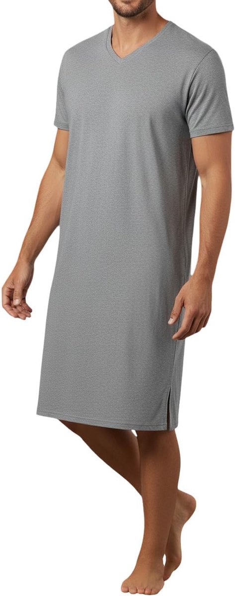 One Clothing Herennachthemd met V-hals en halve mouw