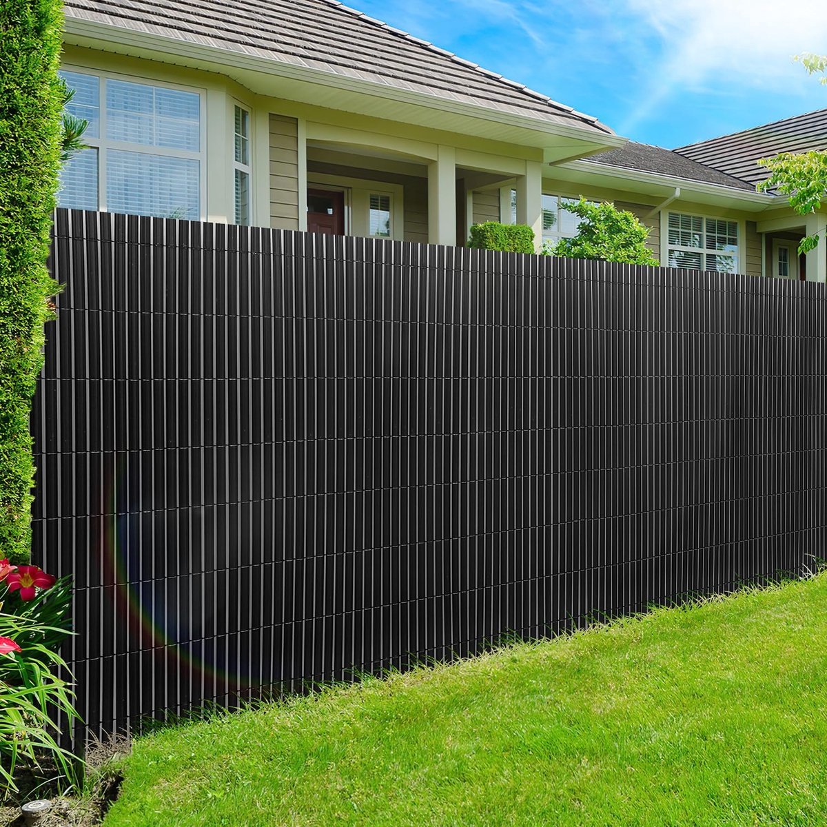 Inkijkbeschermingsmat, 80 x 800 cm, met kabelbinders, inkijkbescherming, versterking aan de binnenkant, inkijkbescherming, weerbestendig, windscherm, uv-bestendig, zonder boren, voor