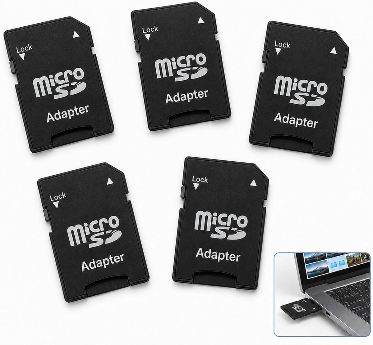 5 stuks Micro SD-adapter naar SD, SD-kaartadapter met