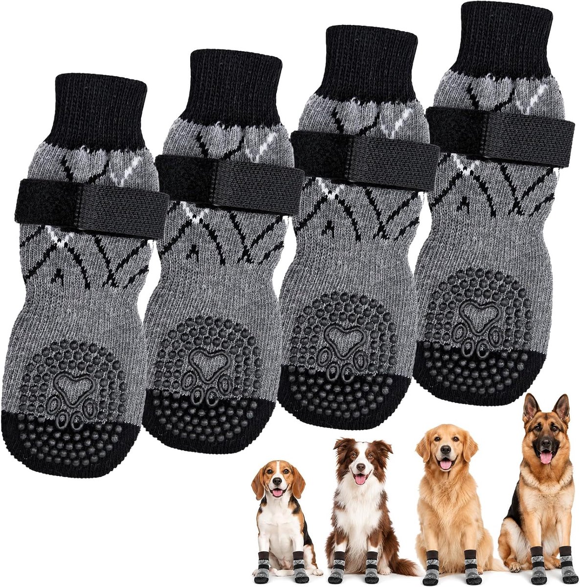 Sokken voor honden, zwart: M