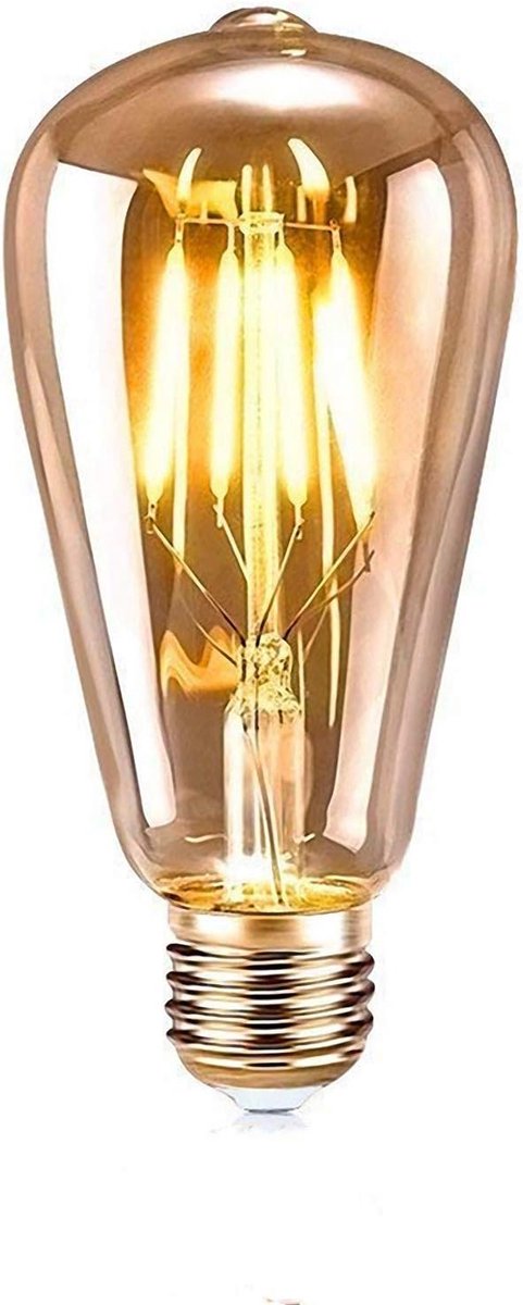 vintage LED E27, retro gloeilamp, 4W LED, vintage verlichting, ST64, ideaal voor retroverlichting in huis, café, bar, muziekkamer, restaurant, bruiloft, kerstdecoratie, warm amber (1