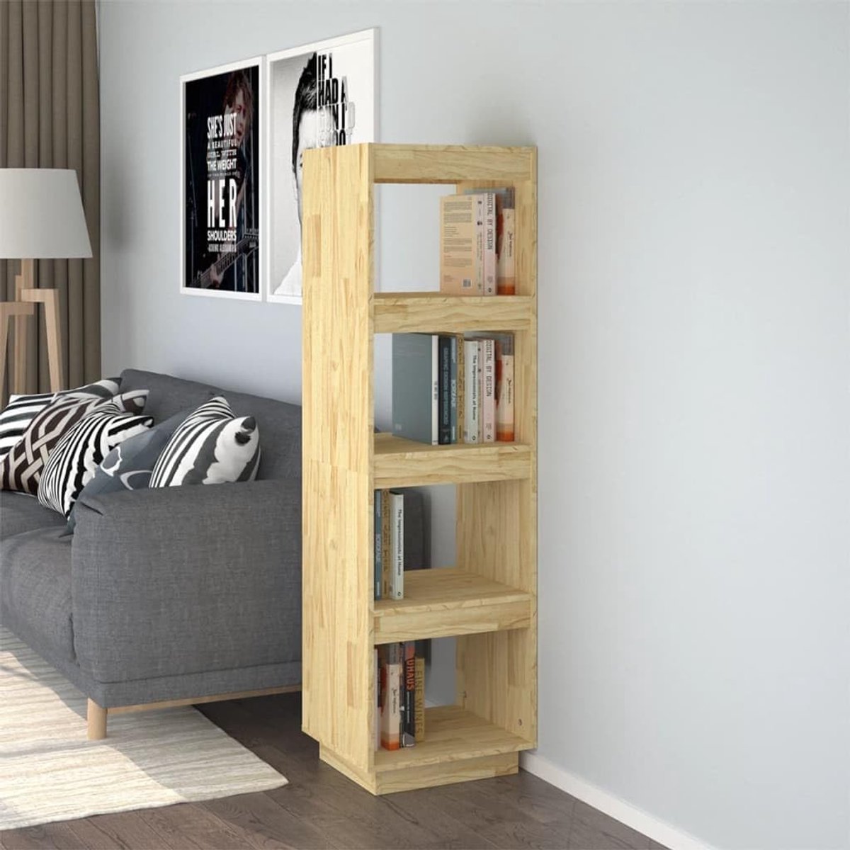 Rek woonkamer boekenkast kantoorboekenkast boekenrek boekenrek/ruimteverdeler 40 x 35 x 135 cm massief hout grenen voor kantoor, werkkamer, keuken