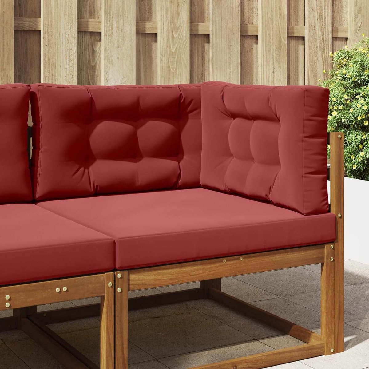 Set van 3 schuimrubberen kussens, tuinkussens, wijnrood, bankkussens voor buiten, met polyester overtrek, ondersteunend zitkussen, terras, voor balkon en tuin