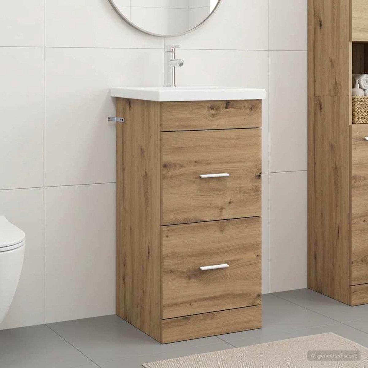Badkamerkast met wastafel Artisan eiken houtmateriaal