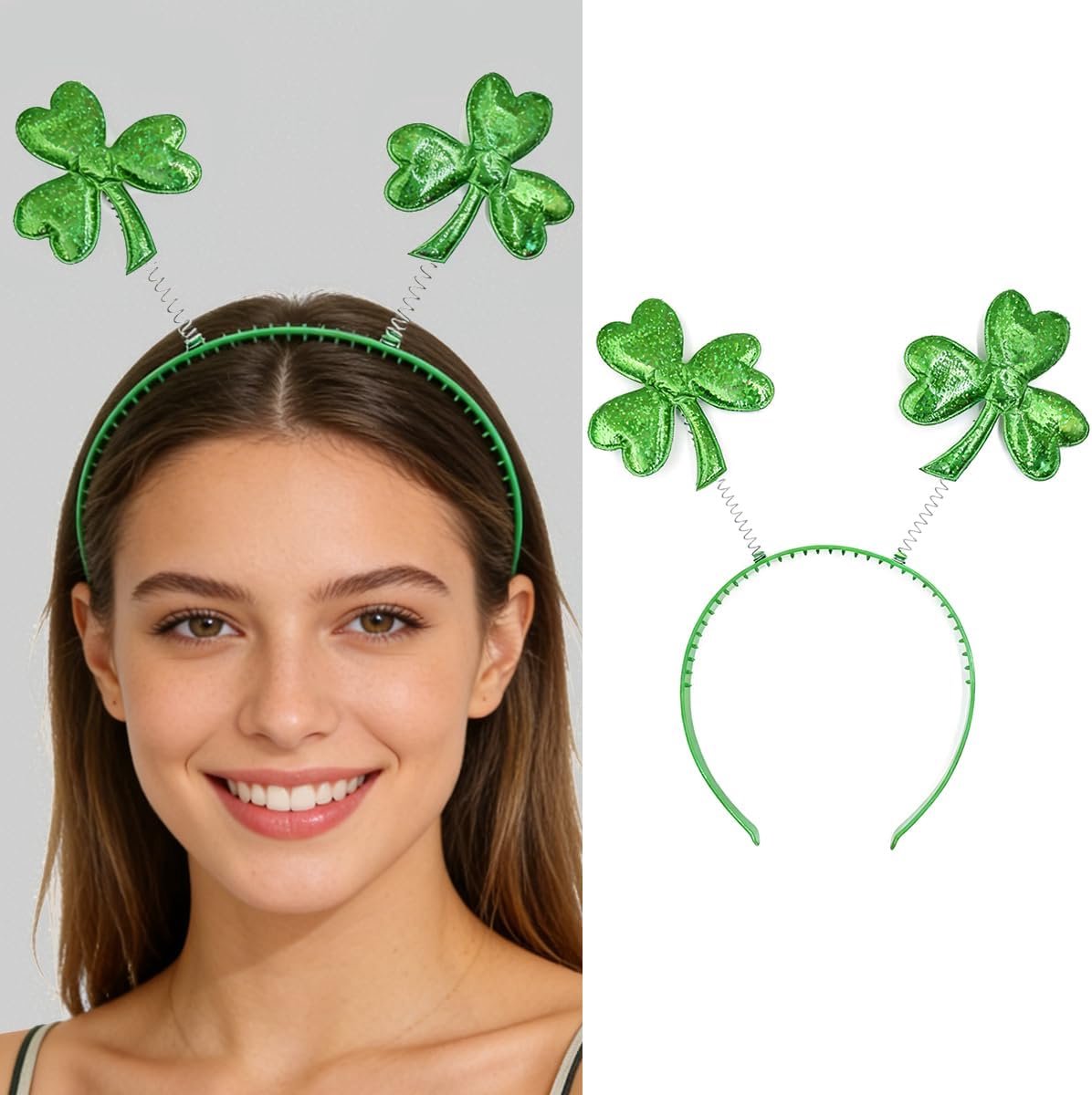 Banden Groene Klaverblad Hoeden Hoofdband-Bopper Saint Patrick's Day Ierse hoofddeksels Kostuumaccessoires Feestgeschenken voor vrouwen Mannen Ierse glitter klaver