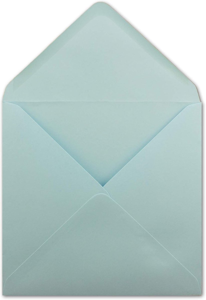 50 vierkante enveloppen, lichtblauw, 15,5 x 15,5 cm, 100 g/m², natte plaksluiting, puntige klep, uit de serie Colours-4-you Glüxx-Agent
