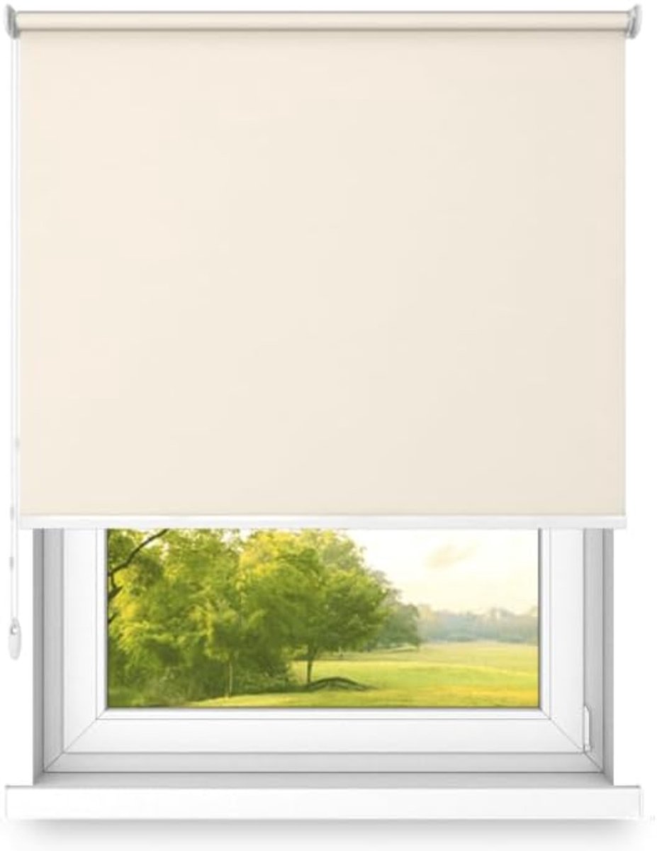 Verduisteringsrolgordijn Vrijhangend rolgordijn zonder cassettemuur of plafondmontage UV-bescherming Thermische eigenschappen Solide 200x300 cm Ecru - rechts