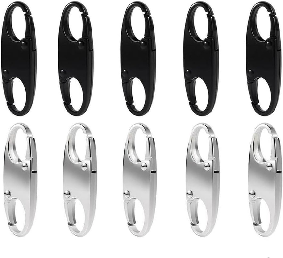 Gesp Clips Zwart en Zilver, 10 Stuks