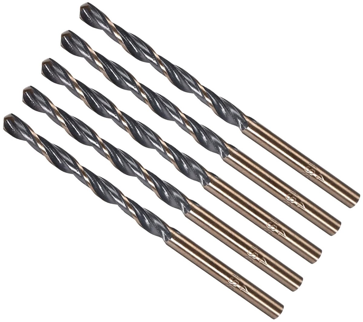 Draaiboor, 4 mm, snijrand, titanium en nitride gecoat, hoogwaardig staal, 4341, ronde schacht - (gebruik: voor roestvrij stalen boormachine), 5 stuks
