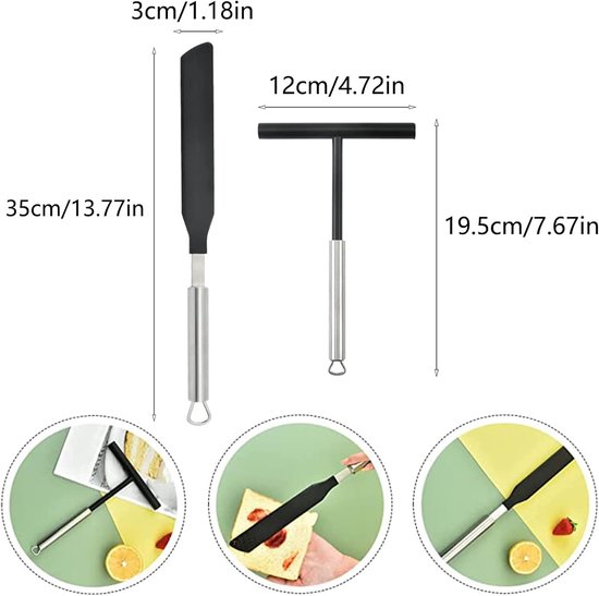 Pannenkoekenschep 19 cm, siliconen pannenkoekenspatel 35 cm, voor gebruik in huiskeuken of bak- en kookspatel op feestjes. — afbeelding 4
