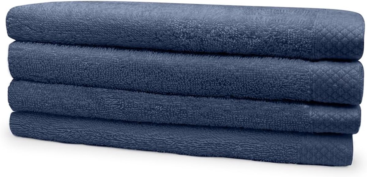 Badlaken 100% Katoen 70x140cm - ocean blue - set van 4